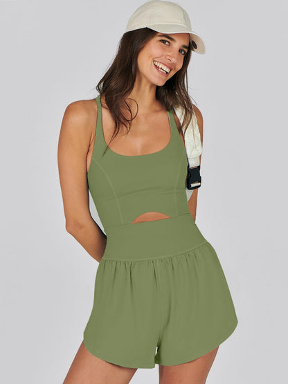 One-piece outfit — Caracilia women's workout athletic romper for summer gym wear