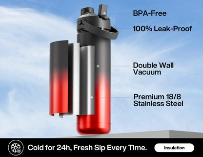 POWCAN thermos with 2-in-1 straw and spout lid