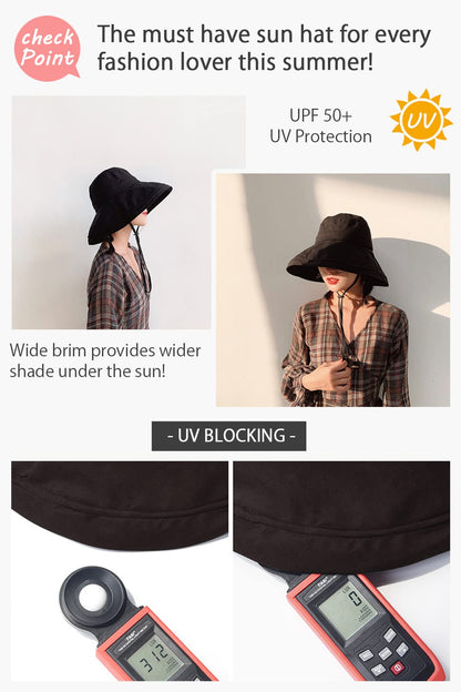 DRIONO wide brim bucket hat — UPF50+ sun protection and adjustable brim