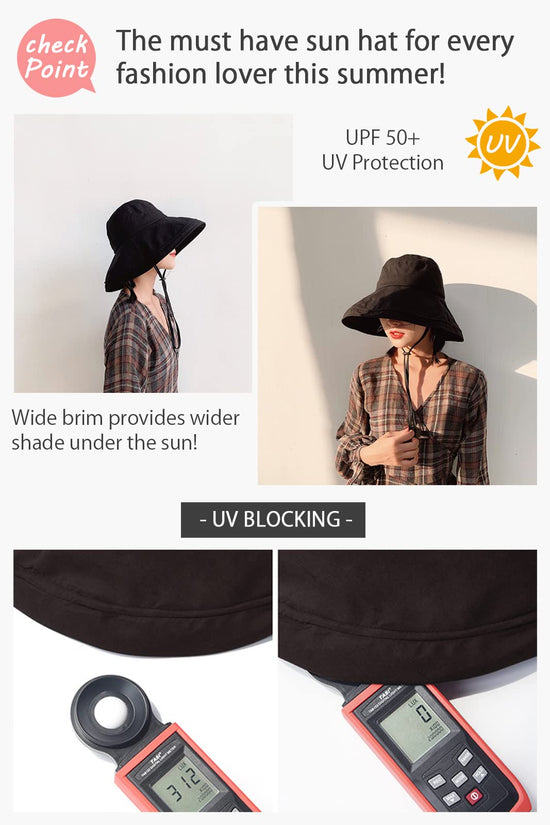 DRIONO wide brim bucket hat — UPF50+ sun protection and adjustable brim