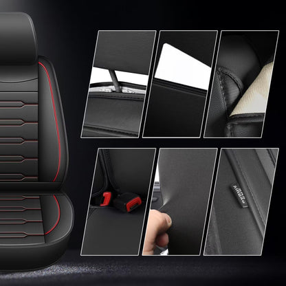 Vehicle seat cover — Waterproof leather for Ford Escape 2001-2026, black and red