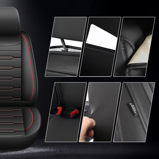 Vehicle seat cover — Waterproof leather for Ford Escape 2001-2026, black and red