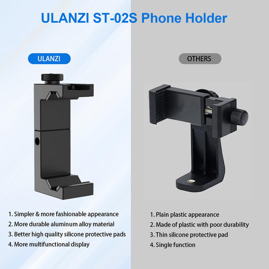 Camera support — ULANZI ST-02S aluminum phone tripod mount with cold shoe mount