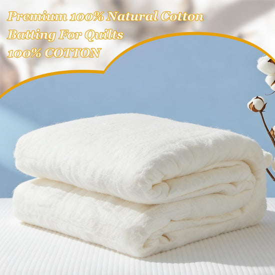 Pin Forest Natural Cotton Quilt Batting, 71"x79" Mid-Weight (200 g/m²) Cotton Batting for Quilting All - Season, 100% Pure, Breathable & Soft - Ideal for Quilting, Sewing, Wearable Art & DIY
