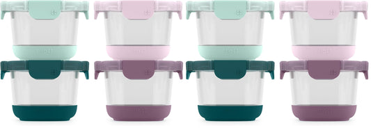 Ello food storage container — Reusable glass jars with leak proof lids and sleeves