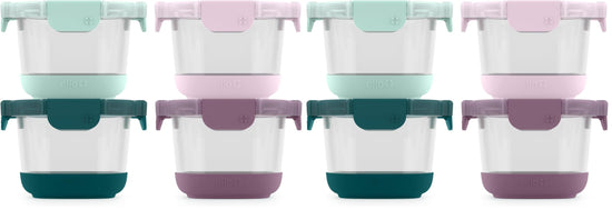 Ello food storage container — Reusable glass jars with leak proof lids and sleeves