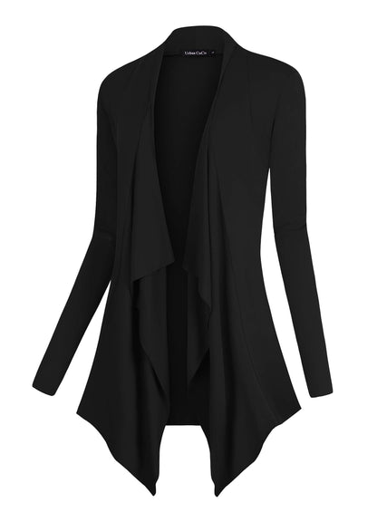 Urban CoCo women's drape front cardigan with long sleeves and irregular hem