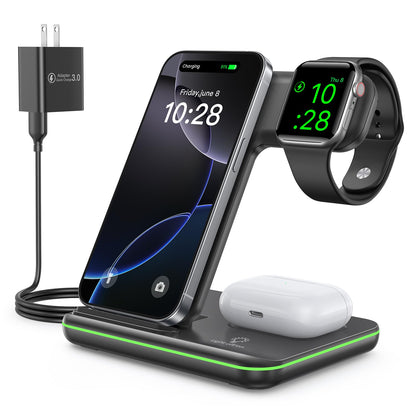Charging adapter — WAITIEE 3 in 1 wireless charger for iPhone, Apple Watch, AirPods