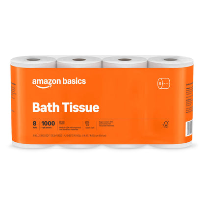 Toilet paper — 1000 sheets, 1-ply by Amazon Basics