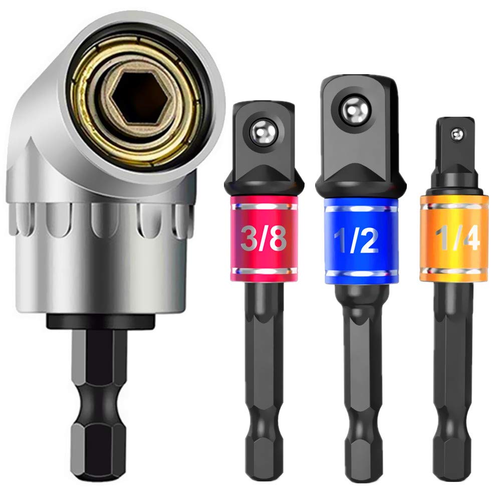 Fastener drive bit — Right angle drill attachment for short screwdriver bits