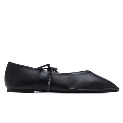 VorisVina ballet flats — lace up square toe with cute bow detail