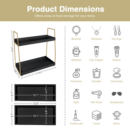 Forbena 2 tier shelf — countertop organizer for bathroom and kitchen storage