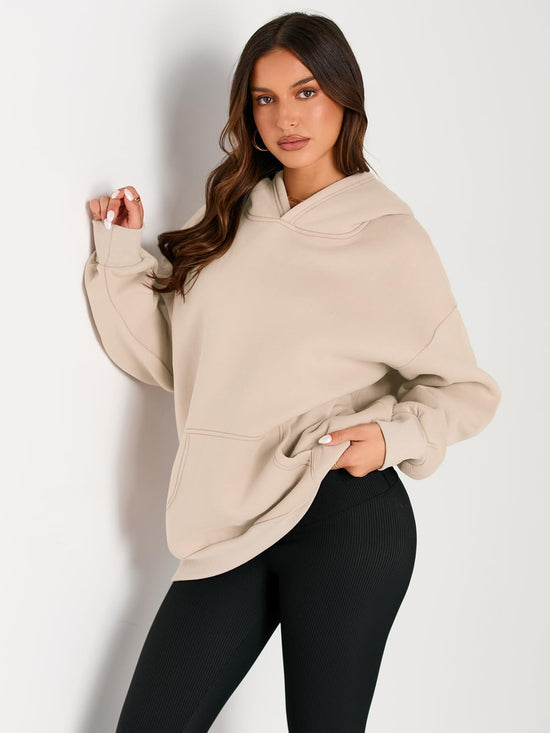 EFAN women's oversized fleece sweatshirt - cozy pullover with pockets for fall and winter