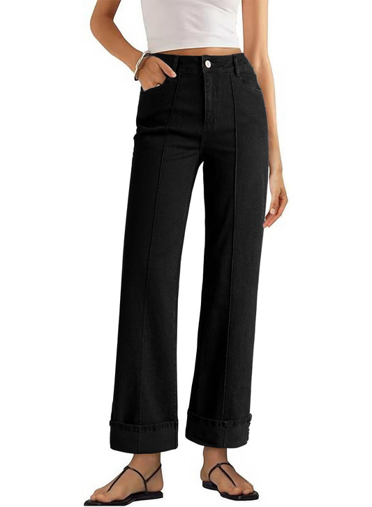 Sidefeel women's wide leg jeans - high waisted baggy denim pants with pockets
