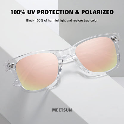 MEETSUN polarized sunglasses — Retro style with mirror lens