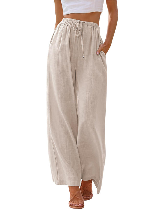 LILLUSORY women's linen palazzo pants — flowy wide leg with pockets