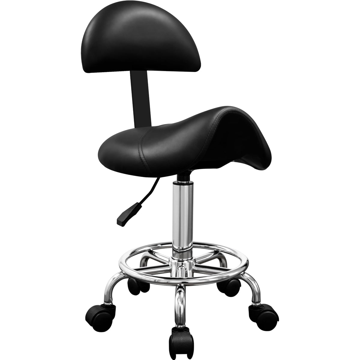 Hicomony Rolling Stool with Wheels, PU Leather Rolling stools, Ultra Soft Padded Seat, 360° Swivel, Spa Drawing Salon Work Office Tattoo Stool
