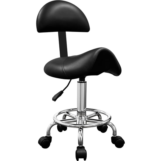 Hicomony Rolling Stool with Wheels, PU Leather Rolling stools, Ultra Soft Padded Seat, 360° Swivel, Spa Drawing Salon Work Office Tattoo Stool