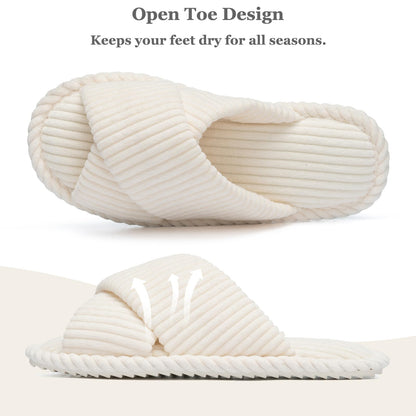 GOEWY slippers — Memory foam open toe slides with anti-skid sole for women
