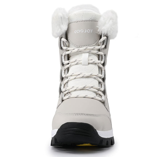 COOJOY waterproof winter snow boots — lightweight and warm mid calf booties