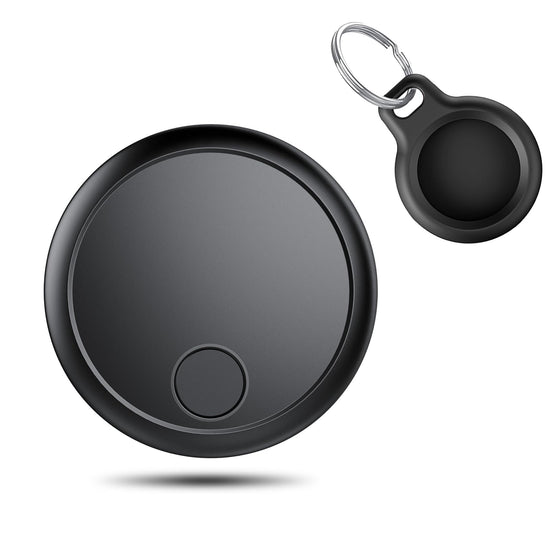 Air Tracker Tags-1 Pack,New [Apple MFi Certified],Bluetooth Tracker Work with Apple Find My (iOS Only), with Diverse Holder,Item Finder for Luggage/Key/Suitcase Gleaming Black