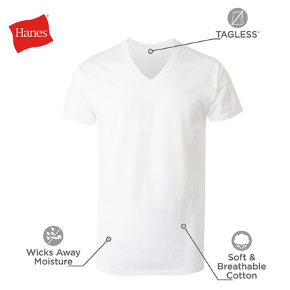 Hanes men's V-neck undershirts pack - moisture-wicking cotton tees for men