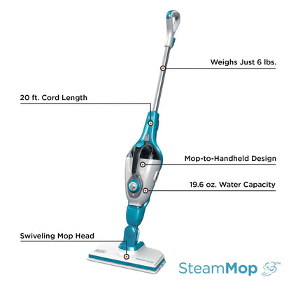 Steam cleaner — Black+Decker 5-in-1 corded model with portable steamer attachment