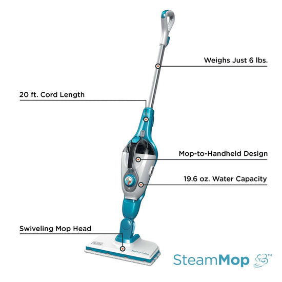 Steam cleaner — Black+Decker 5-in-1 corded model with portable steamer attachment