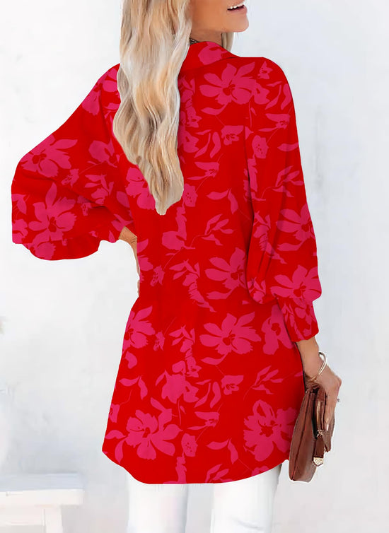 Womens boyfriend shirt with smocked cuffs and stripes