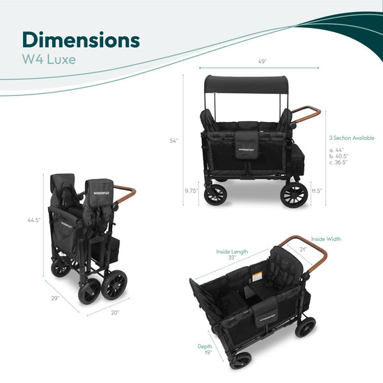 Wonderfold W4 Luxe stroller — collapsible wagon with 4 seats and sun canopy