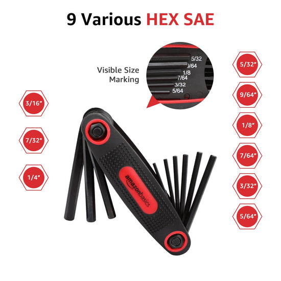 Amazon Basics wrench set — chrome vanadium steel, 3-pack, metric, SAE, star sizes