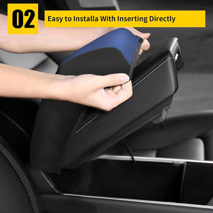 AOMSAZTO armrest covers - Black with blue leather for Toyota CHR 2018-2024