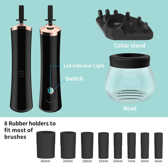 Senbowe makeup brush cleaner and dryer machine — electric automatic spinner with rubber collars