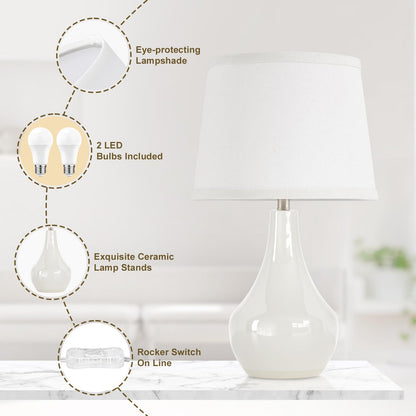 Seealle 19.4 ceramic table lamps - set of 2 for bedside and desk use