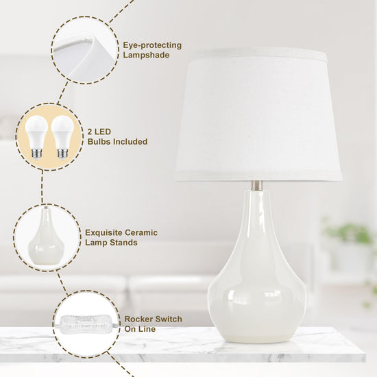 Seealle 19.4 ceramic table lamps - set of 2 for bedside and desk use