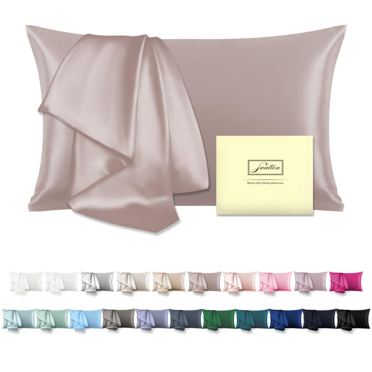 Mulberry Silk Pillowcase for Hair and Skin Silk Pillow Cases with Hidden Zipper Soft Breathable Smooth Cooling Silk Satin Pillow Cases for Sleeping