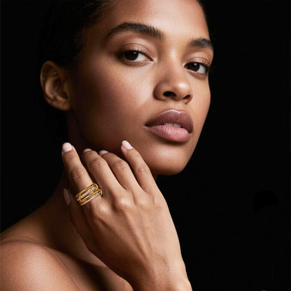 Canboer ring set — 14K gold plated interlocked stackable rings for women
