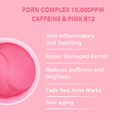 Euralissea PDRN Collagen Multi Balm Stick & Eye Patches Set, Pink B12 & Caffeine Under Eye Care, 0.32 Oz Balm + 60 Patches