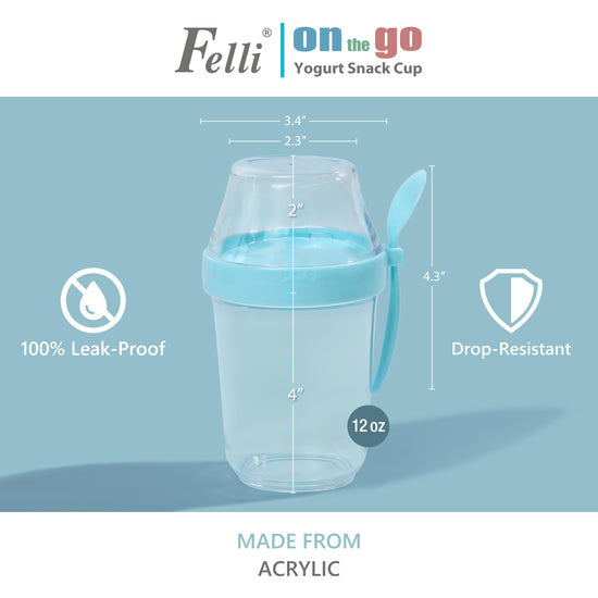 Felli food storage container with lid compartment for overnight oats