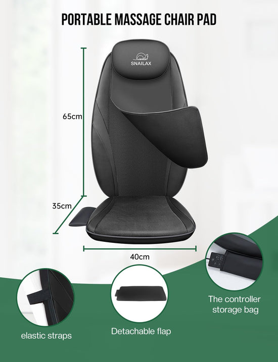 Snailax back massager with soothing heat — electric deep tissue kneading full body massage chair