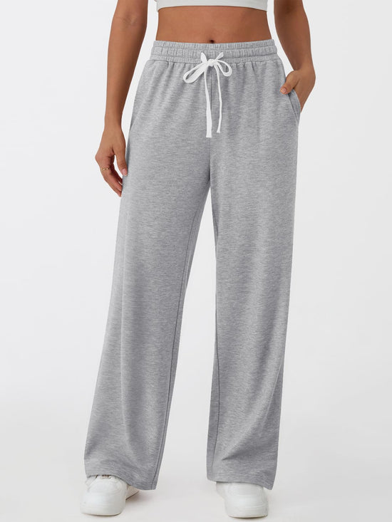 PANTS — Wide leg sweatpants with pockets for casual wear and workouts