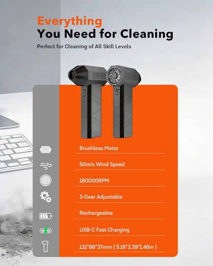Compressed air duster — 180000RPM electric air duster with turbo fan