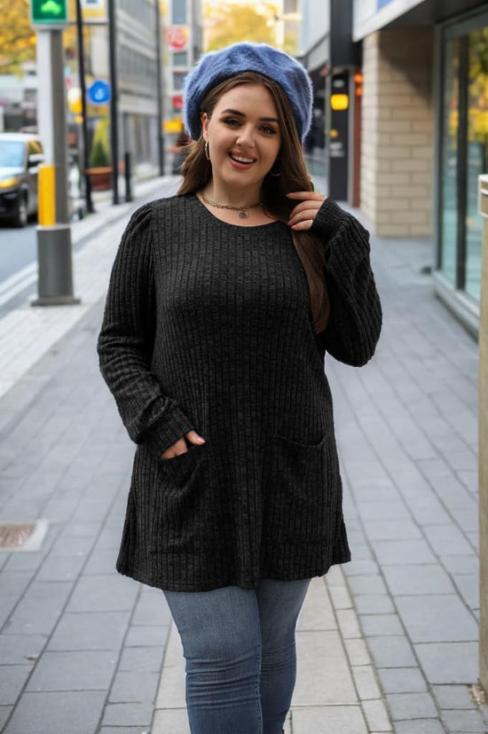 OFEAFAN tunic — long sleeve with pockets and loose fit design