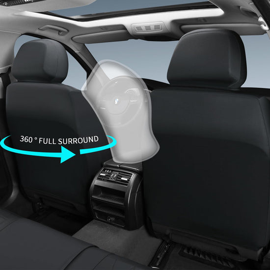 VEHICLE_SEAT_COVER — Leather five-piece set in red and black colors