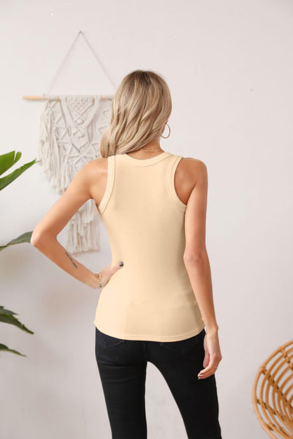 Shirt — Slim knit ribbed racerback design from VICHYIE