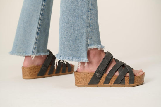 Project Cloud strappy wedge sandals with comfortable plush insole
