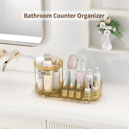 Jywantful caddy with rotating trays for vanity countertop