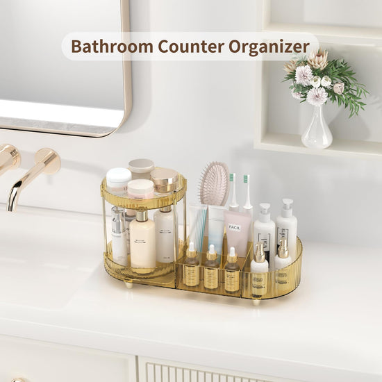 Jywantful caddy with rotating trays for vanity countertop