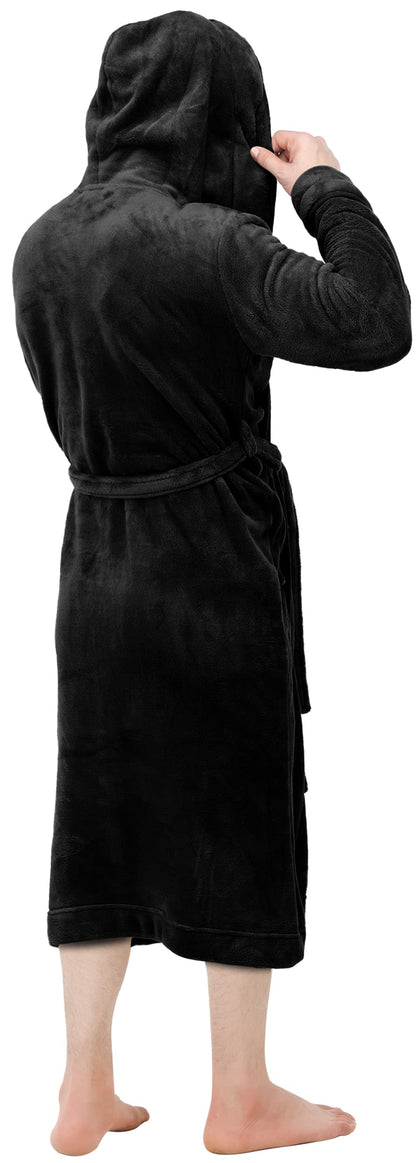 NY Threads men's robe - Luxury plush fleece with hood for spa use.
