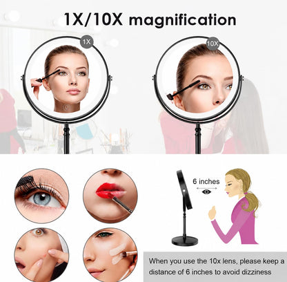 Home mirror — Rechargeable double-sided magnifying vanity mirror with adjustable brightness